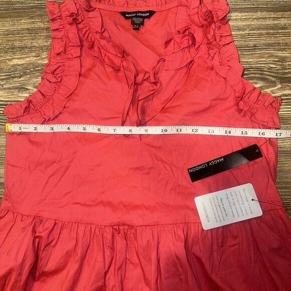 Maggy London Dress Women’s Sz 0 Red Ruffle Tiered Sleeveless NWT. J - Picture 8 of 9